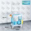 Coche de infusión de plástico ABS con botella colgante para dispensar medicamentos, cinco bombas, puerta doble con gancho, coche de tratamiento hospitalario.