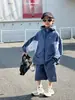 Ropa Infantil Niños Traje Deportivo Delgado 2026 Verano Nuevo Estilo Ropa con Capucha Protección Solar para Niños Conjunto de Dos Piezas Moderno para Niños Grandes