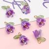Cuentas de orquídea de lirio de color acrílico bañadas en oro hechas a mano, collares, pulseras y accesorios de ropa caseros, fabricantes al por mayor