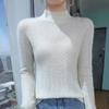 Suéter de Lã Pura Feminino Suéter de Gola Alta Meia-calça Outono e Inverno Novo Camisa Base de Manga Longa Suéter Solto Top de Manga Longa Tricotado