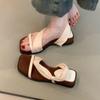 Sandálias Abertas Simples de Design Retrô Francês para Mulheres, Sandálias Versáteis e da Moda com Solado Grosso, Sandálias Versáteis para Uso Externo