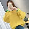 Sudadera de Algodón Falsa de Dos Piezas para Mujer, Tallas Grandes, Suéter Holgado, Estilo Coreano, Moda Estudiantil, Nuevo Top de Color Sólido Primavera y Otoño 2026