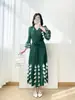 Vestido Plisado Estilo Miyake para Mujer, Nuevo Modelo Primavera 2026, Elegantes Mangas de Tres Cuartos, Holgado Talla Grande, Adelgazante, Vestido Largo de Moda