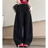 Calça Cargo Casual Nova Estilo Americano Dopamina para Mulheres, Verão Fina de Cintura Alta Caimento Solto Emagrecimento Patchwork Calça de Perna Larga