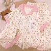 Pijama de Dibujos Animados Rilakkuma Estilo Leche para Mujer Verano Manga Corta Perezoso Hogar Algodón Nube Traje de Tres Piezas Venta al por Mayor
