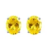 Pendientes de botón de moda versátiles y modernos con diamante de color de cuatro garras en forma de huevo Pendientes de botón versátiles para uso diario con garra ovalada Modernos
