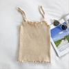 Colete de Camisola para Mulheres 2024 Novo Estilo Coreano Base de Borda de Orelha Uso Interno Externo Curto Cintura Alta Slim-fit Malha Top