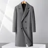 Abrigo de lana largo de doble botonadura holgado estilo coreano para hombre, mezcla de lana, ropa de hombre al por mayor
