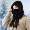 Gorro de Felpa de Invierno para Hombres y Mujeres, Máscara Facial a Prueba de Viento y Cálida, Protección para los Oídos, Calentador de Cuello, Gorro Cálido Integrado para Ciclismo, Engrosado para Calidez