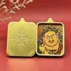 Modelo Año Nuevo del Caballo Chapado en Oro Thangka Colgante Amuleto Amarillo Joyería Collar de Acero de Titanio Regalo Dios Amarillo de la Riqueza Auspicioso Unisex