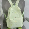 Mochila Bordada com Bolinhas Pastel Cor de Pêssego, Mochila Escolar Simples para Alunos do Ensino Fundamental, Mochila de Campus Leve e Fashion para Alunas do Ensino Médio