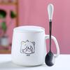 Taza de cerámica para niñas con tapa cuchara estudiante expresión linda Taza taza para pareja taza de agua venta al por mayor LOGO impreso