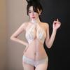 Lencería Sexy Noche Larga Halter Encaje Desmontable Pedrería Sexy Mono para Mujer Qqny1548