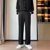 Pantalones rectos de seda helada con caída estilo coreano para hombre, de verano, deportivos, corte holgado, hasta el suelo, de secado rápido, finos, casuales