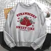 Sudadera con capucha de color liso de moda de fresa sudadera básica transpirable cuello redondo jersey casual