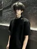Camiseta de Verano para Hombre, Estilo Americano Juvenil, Bordada, Peso Pesado, Manga Corta, Cuello Pequeño y Hombros Normales, Manga Media Desestructurada Cleanfit