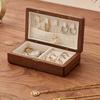 Joyero de nogal negro, joyero de madera maciza, caja de almacenamiento para pendientes, aretes, joyero, collar, anillo, caja de madera