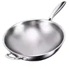 Wok de Acero con Patrón de Martillo de Tres Capas, Olla de Cocina de Acero Inoxidable 304, Sin Recubrimiento, Apto para Cocina de Inducción y Estufa de Gas, Sartén Antiadherente