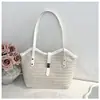 Bolsa de Palha Grande Capacidade para Férias na Praia 2026 Nova Moda Versátil Simples Bolsa de Ombro Tecida para Mulheres