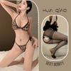 Lingerie Sexy, Estampa de Leopardo, Confortável, Puro Desejo, Lingerie com Alça no Pescoço, Pijama, Conjunto Feminino, Lingerie Sexy, Sedução