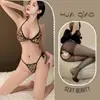 Lingerie Sexy Estampa de Leopardo Confortável Puro Desejo Alça no Pescoço Lingerie Roupa de Dormir Conjunto Feminino Lingerie Erótica Sedução