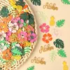 Tema Hawaiano Verano Hojas Verdes y Flores Confeti Lentejuelas Mezcla de Letras 100 Piezas Producto Terminado Decorativo Arreglo de Escena