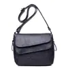 Estilo Comercio Exterior Bolso Mamá de Piel de Oveja Lavada 2026 Moda Simple Bolso Cuadrado Pequeño Cruzado al Hombro Color Sólido Doble Solapa Bolso de Moda para Mujer
