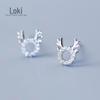 Brincos de Prata S925 para Mulheres Pequenos Frescos Diamante Redondo Galhos de Natal Animal Doce Pequena Joia de Orelha G0384