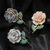 Broche para Mulheres, Broche Pequeno de Flor Rosa com Zircônia Completa, Broche de Cristal Estéreo de Zircônia Azul, Broche Elegante de Cristal