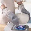 Luvas de silicone grossas isolantes de calor para atacado, utensílio de cozinha, luvas anti-queimadura com adição de algodão para forno, luvas domésticas para micro-ondas
