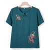 Blusa de manga corta de verano para señora mayor, vestido para madres de mediana edad y mayores, camisa pequeña bordada estilo occidental, vestido informal holgado de abuela para personas mayores
