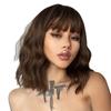 Waihai Peluca TikTok para Mujer Cabello Rizado Mediano y Largo Flequillo de Aire Rojo Vino Hombro Maíz Pelucas Calientes Peluca de Fibra Química Cubierta de Peluca