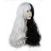 Sobre Rompiendo Balas Rueda de Balas Danza Oso Blanco y Negro Peluca de Cosplay Personificación Turno Cuerpo Femenino Cabello Largo Rizado Blanco y Negro