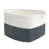 Cesta de Almacenamiento Tejida con Hilo de Algodón Plegable Organizador de Bocadillos de Tela para Escritorio Cesta de Almacenamiento Cesta para Ropa Sucia Cubo de Almacenamiento para Juguetes Infantiles