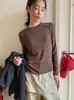 Hebilla de fuegos artificiales. Camiseta suave acanalada, nueva camiseta básica de otoño e invierno para mujer, corte ajustado, elástica, interior agradable a la piel