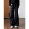 Marca de moda estilo americano, pantalones de mezclilla lavada con efecto plisado, retro para hombre, versátiles, de pierna recta, de pierna ancha, ambiente high-street, pantalones casuales estilo parachute