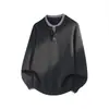Suéter de Punto Hanlu Estilo Old Money Dos en Uno Cuello Henry para Hombre, Otoño e Invierno Casual Simple Suave Vintage Pulóver