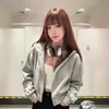 Jaqueta Moletom Cinza Curta com Capuz e Zíper Feminina Outono 2026 Novo Estilo Coreano Única Bonita Super Bonita Conjunto
