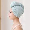 Gorro para Secar el Cabello de Forro Polar Coral a Rayas Estilo Japonés, Envoltura Gruesa para la Cabeza, Gorro de Baño Absorbente para Secar el Cabello para Adultos y Niños, Secado Rápido