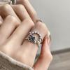 Anillo Abierto Punk Retro Personalizado Diseño de Nicho Sentido Cruz Uña Zircón Moda Anillo de Dedo Apilado para Mujer