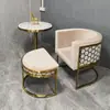 Aço Inoxidável Luxo Leve Sala de Vendas Negocia Combinação Única de Mesa e Cadeira Sala de Recepção Mesa e Cadeiras Redondas para Bar de Recepção Ponto