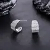 Pendientes de Racimo Completamente Diamantados de Nuevo Estilo Transfronterizos para Hombres, Modernos y Versátiles, Pendientes de Flor de Iris de Alta Gama en Forma de Cruz para Mujeres