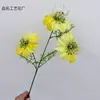 3 garfos 3 cabeças simulação Nigella Damascena Crisântemo Persa Flor de Seda Cerimônia de Casamento Salão de Casamento Caminho Arranjo de Flores Decoração Flor Falsa Material de Flor Artificial