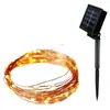 Lámpara solar LED de cadena alambre de cobre lámpara decorativa navideña luces de cadena para jardín exterior patio lámpara con forma de hierro