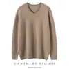 Suéter de Cachemir 100% Puro para Hombre, Engrosado, Cuello en V, Informal, de Punto, Manga Larga, Prenda Base, Nuevo Estilo Otoño e Invierno 2025