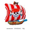 Balão de folha de alumínio de navio pirata e tubarão, redondo, 18 polegadas, decoração de festa de aniversário pirata, balão de folha de alumínio, atacado
