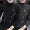 300g Terciopelo Alemán Otoño/Invierno Doble Cara Cepillado Terciopelo Cuello Alto Manga Larga Hombre Cálido Capa Base Ropa de Otoño Camiseta Interior