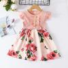 Vestido Verão 2026 Novo Estilo Vestido de Menina Estilo Ins Manga Flare Saia Comércio Exterior Atacado Vestido Floral Transfronteiriço