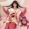 Pijama Atacado Feminino Manga Longa Calça Conjunto Menina Japonesa Desenho Animado Fofo Tamanho Grande Primavera e Outono Roupa de Casa Pode Ser Usada Fora