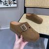 Zuecos Birkenstock para Mujer con Punta Cerrada, Nuevo Modelo Otoño 2026, Color Sólido, Punta Redonda, Suela Gruesa, Sandalias de Deslizamiento